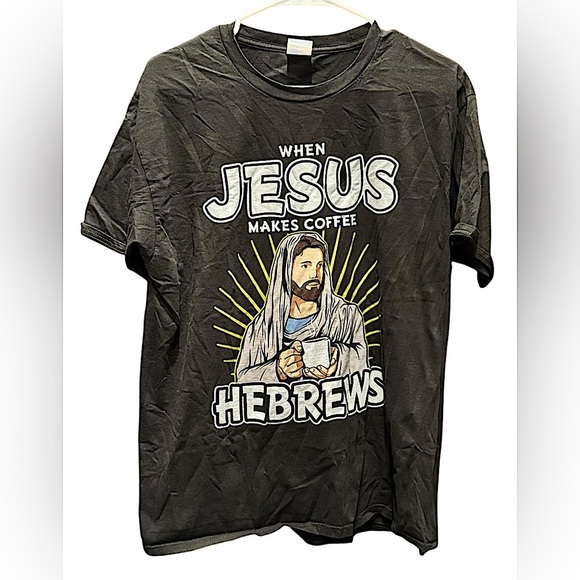 Jesus hebrews Graphic Black T-Shirt LARGE - Picture 1 of 4
